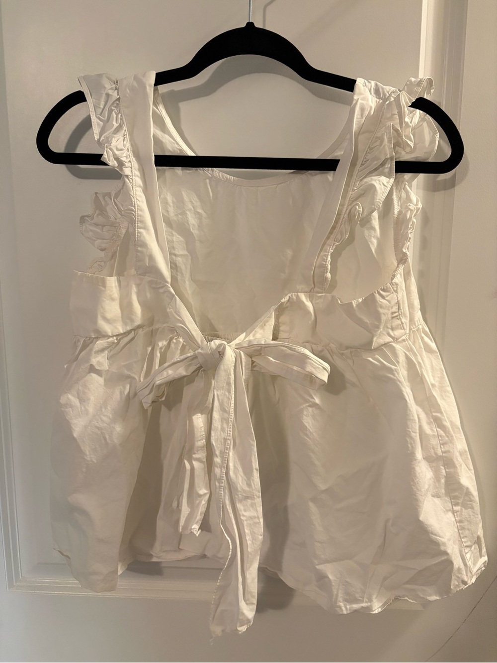 White Ruffle Tie-Back Women's Top